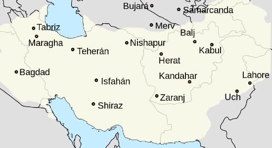 A map of the Ghurid Sultanate prior to the invasion of India proper