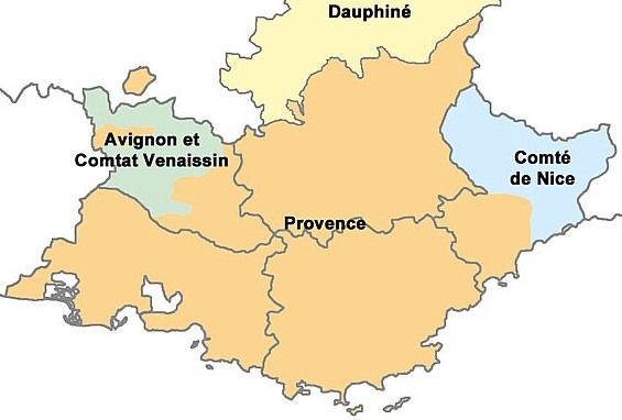 Map of the Provence and Avignon, where Frankish and Arab interests clashed