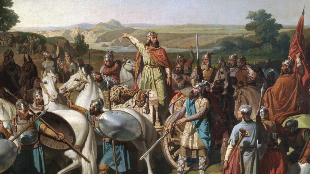 King Rodrigo haranguing his troops