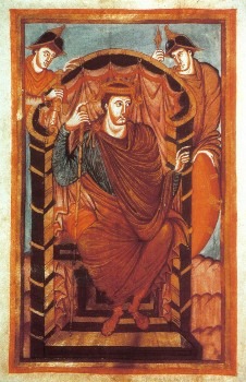 Frankish emperor Lothar wearing a tunic and cloak