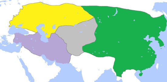 A map of the divisions of the Mongol Empire