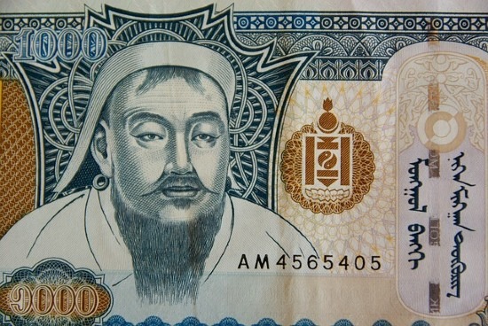 Genghis Khan on a money bill