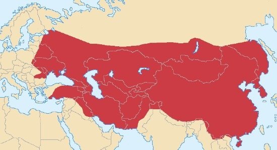 Map showing the conquests of Genghis Khan and his descendants