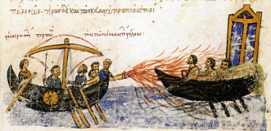 The Byzantines used Greek fire to destroy enemy ships