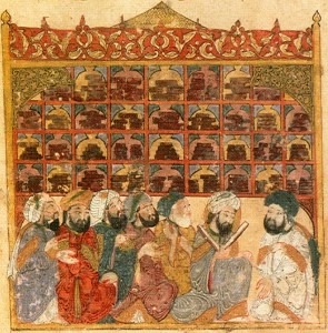 A scholarly discussion in the House of Wisdom, Baghdad