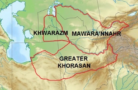 Map of Khwarazm and surrounding regions, the ancestral tribal lands of the Seljuqs
