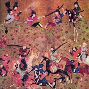 The battle between the Seljuqs and the sultan of Persia