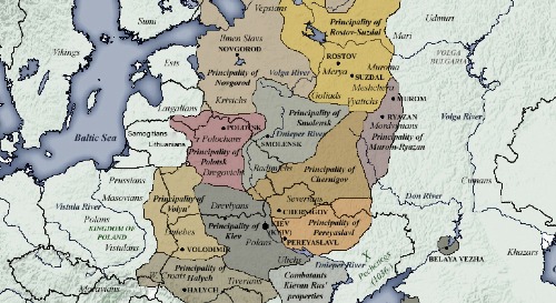 Map of the Rus' lands disintegrating