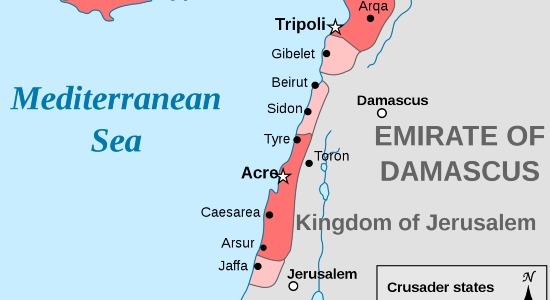 Map of the Crusader States after the Fall of Jerusalem