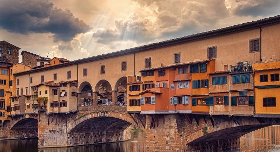 The Ponte Vecchio in Firenze, Italy. Housing near - or above! - water was popular throughout the Middle Ages.