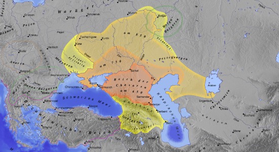 Map of the empire of the Khazars over the course of several centuries
