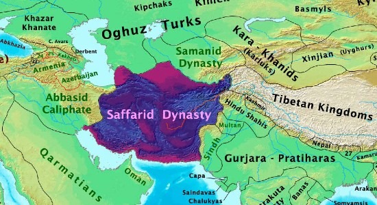 Map of the territory belonging to the Saffarid and Samanid dynasties in 900 CE