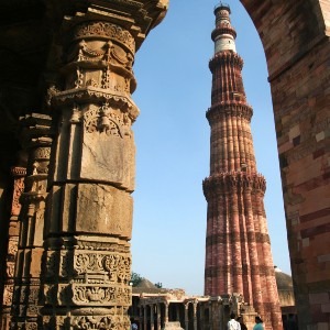 The Qutb Minar, built by the founder of the Delhi Sultanate