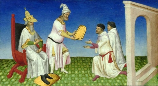 Kublai Khan hands Marco Polo a Tablet of Authority