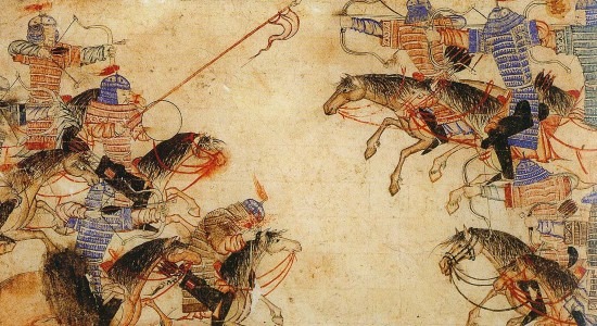 14th-century image of a confrontation between Mongol cavalry archers
