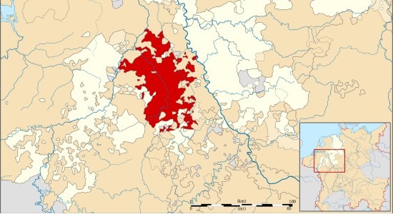 Map of the Duchy of Jülich around 1350 CE