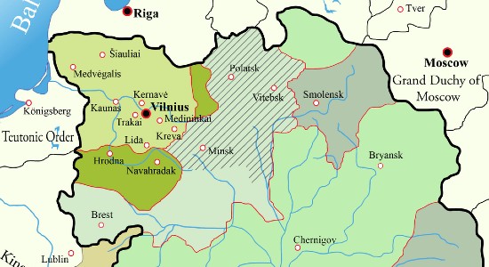 Map of Lithuania during the 13th, 14th, and 15th centuries