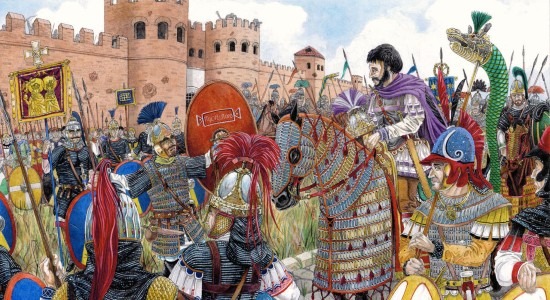 Byzantine general Belisarius under the walls of Rome