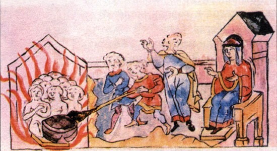 Olga burning the Drevlian messengers