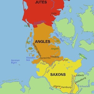 Map of the continental heartlands of the Saxons, Angles and Jutes