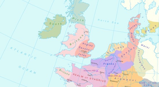 Map of post-Roman Europe around 500 CE