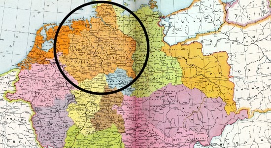 Map of the Holy Roman Empire in 1000 CE, with Saxony as one of its "stem duchies"
