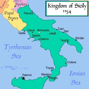 Map of the medieval Kingdom of Sicily, a realm the Normans rolled out across southern Italy