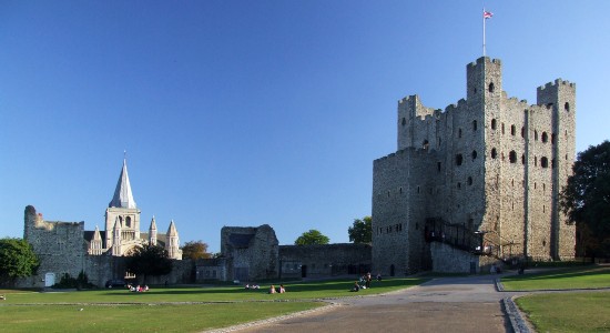 Rochester cathedral and castle, both great examples of Norman architecture