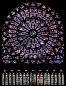 The stained glass rose window, a beautiful characteristic of gothic architecture