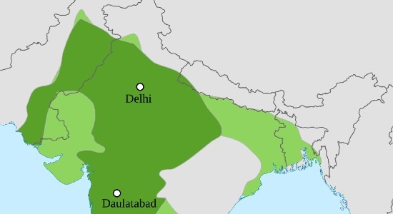 A map of the Delhi Sultanate under the Tughluq Dynasty