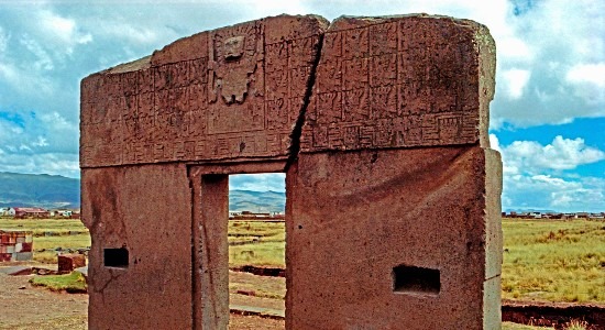 The Gate of the Sun in Tiwanaku, Bolivia, built by the Incas.