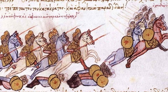 Byzantines (or Eastern Romans) fighting Arabs from the Abbasid Caliphate