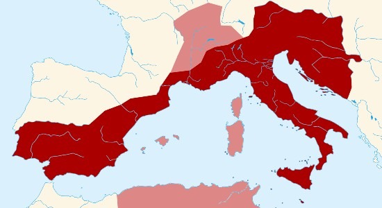 Map of the Ostrogothic Kingdom of Theodoric the Great