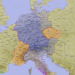 Map of the Holy Roman Empire in the 9th century CE