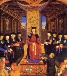 A Hospitaller Grandmaster meeting with his councilors